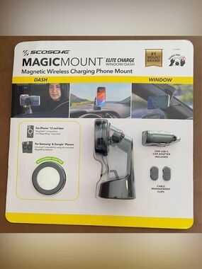 Scosche MagicMount Elite Charge Magnetic Wireless Charging Phone Mount - Black